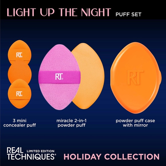Real Techniques Light Up The Night Puff Set 5 Piece Set - Picture 3 of 5